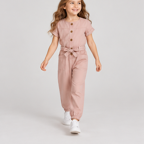 lifestyle view of girls gjs0276 jumpsuit on girl model