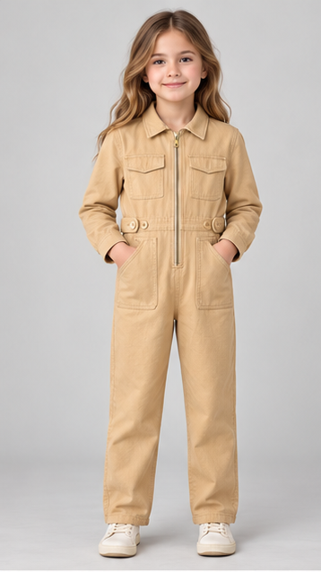 gjs0363 front view, girls jumpsuit on child model