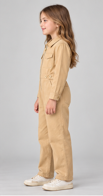 gjs0363 left view, girls jumpsuit on child model