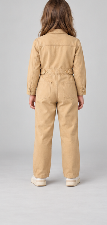 gjs0363 back view, girls jumpsuit on child model