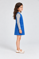 GKDRSET00132 blue corduroy pinafore right model view