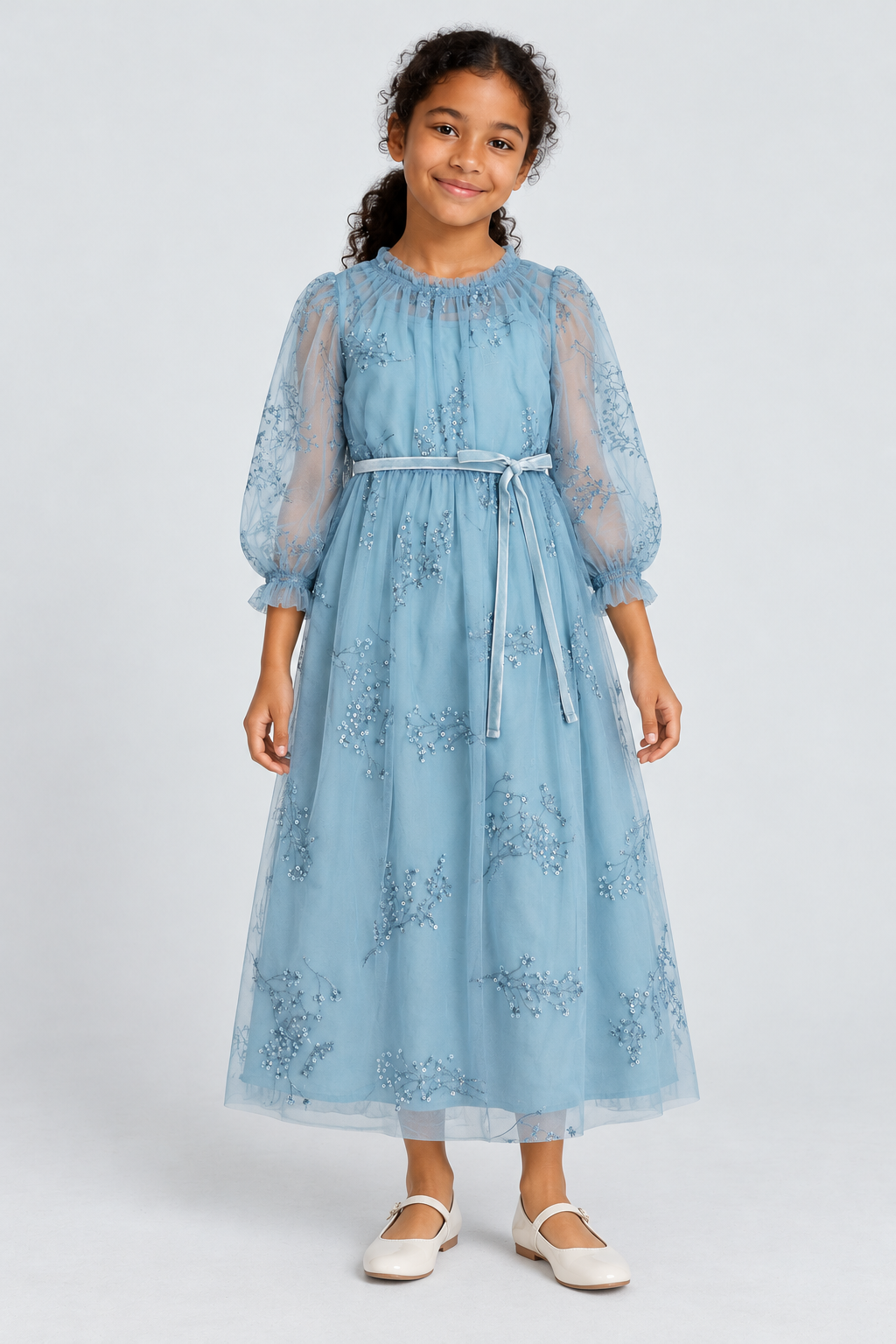 فستان سواريه طويل بناتي — front model view