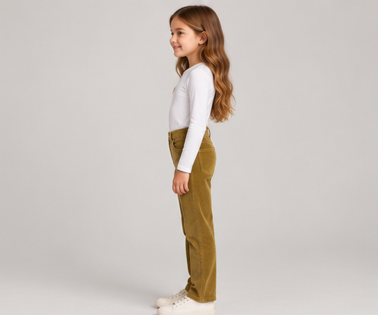 gpa0487 left view, girls corduroy pants on child model