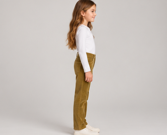 gpa0487 right view, girls corduroy pants on child model