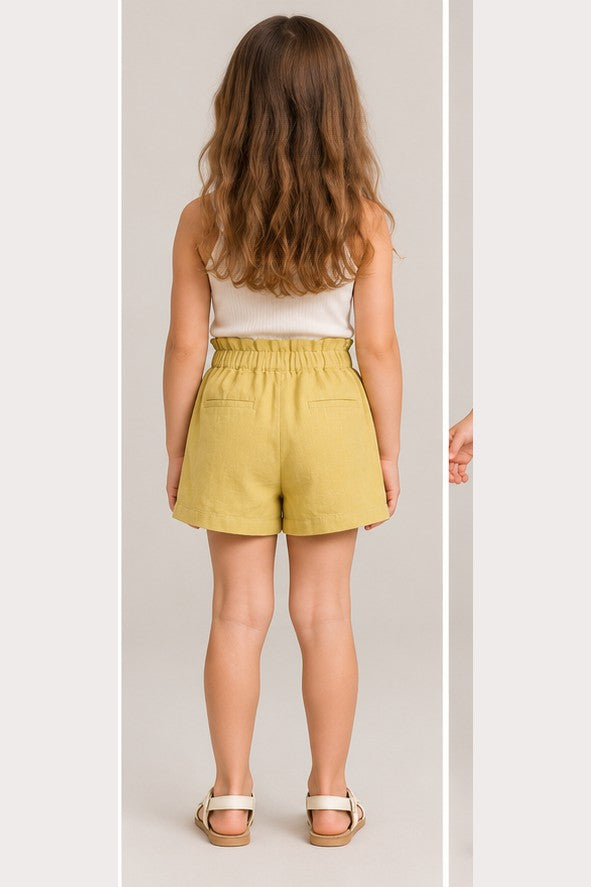 شورت منسوج بجيوب بناتي — back view