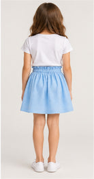 Gingersnaps girls blue ruffle skirt - back view