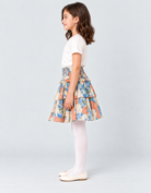 Girls multicolor floral tiered skirt, side view