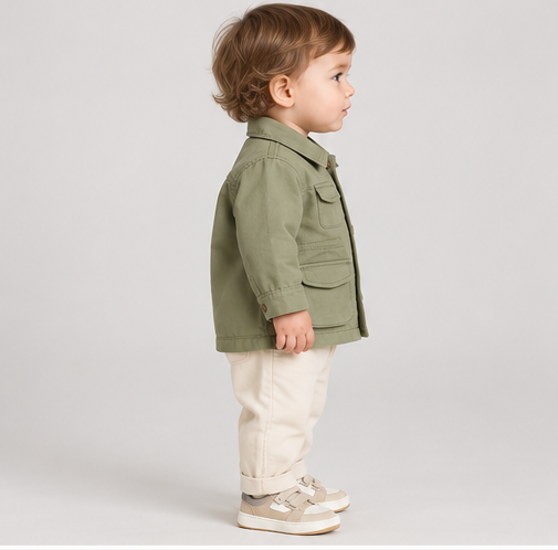 ibjk0080 right view, infant boys jacket on toddler model