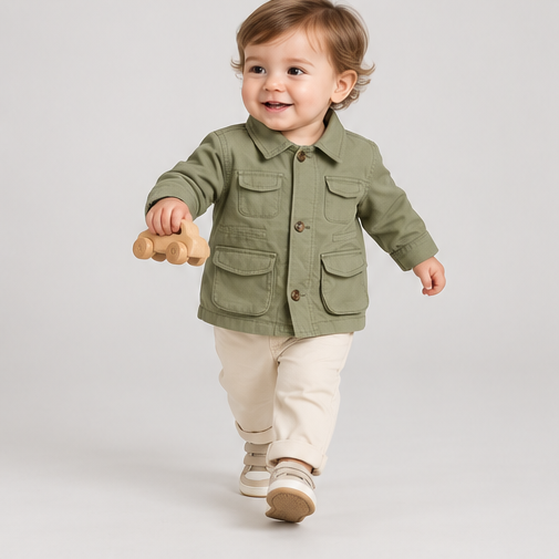 ibjk0080 lifestyle view, infant boys jacket on toddler model