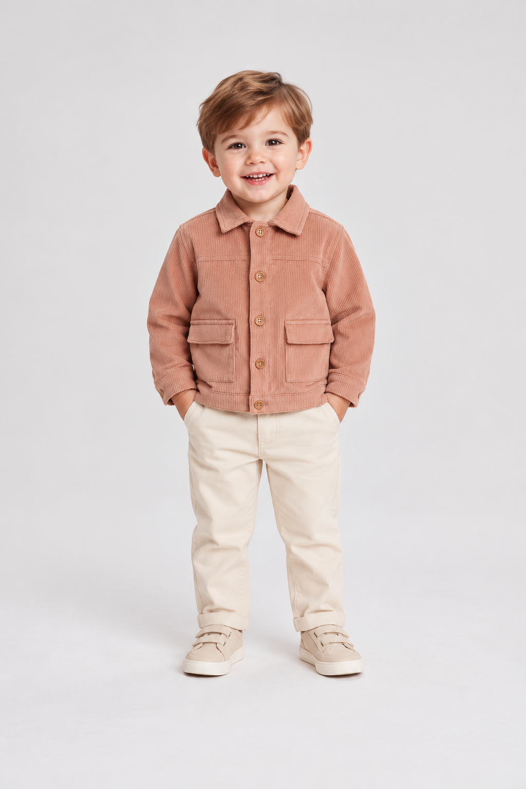 IBJK0101 dusty rose corduroy jacket, front model view