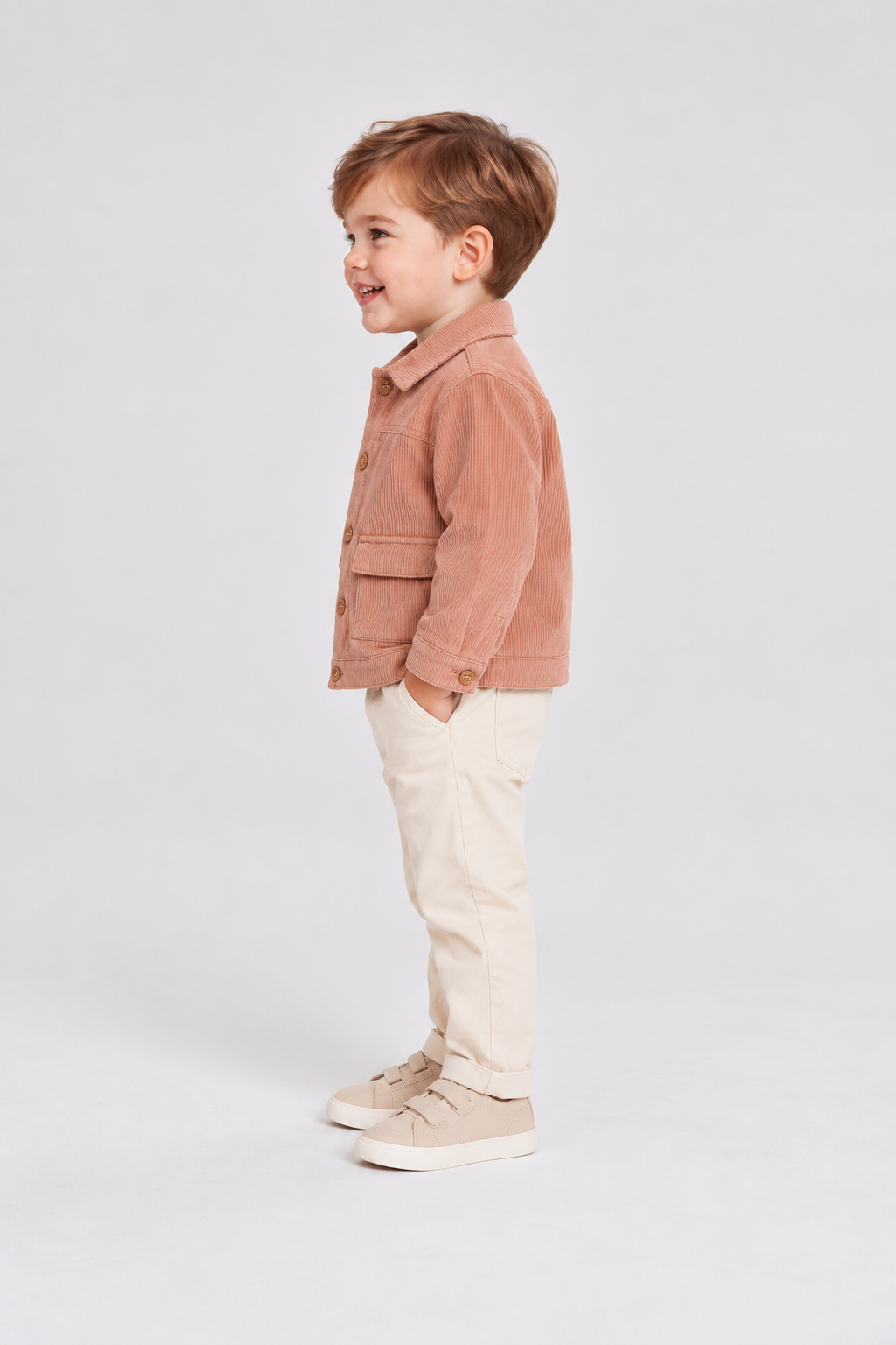 IBJK0101 dusty rose corduroy jacket, left model view