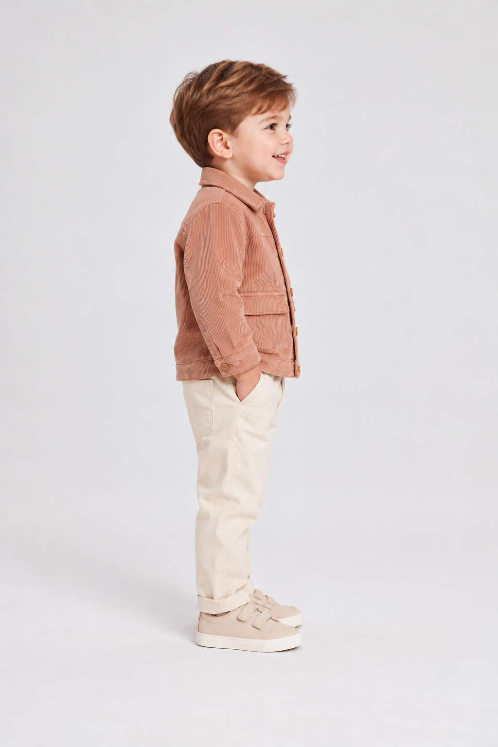 IBJK0101 dusty rose corduroy jacket, right model view