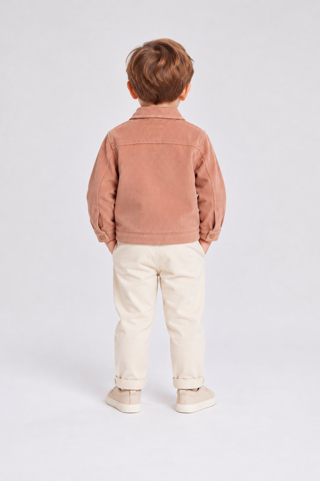 IBJK0101 dusty rose corduroy jacket, back model view