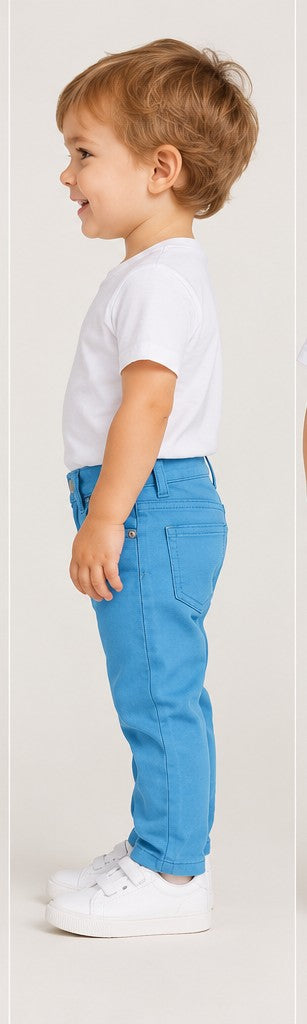 Right side view of Gingersnaps baby boys aqua jeans