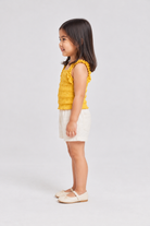 Gingersnaps baby girls yellow blouse, left side view