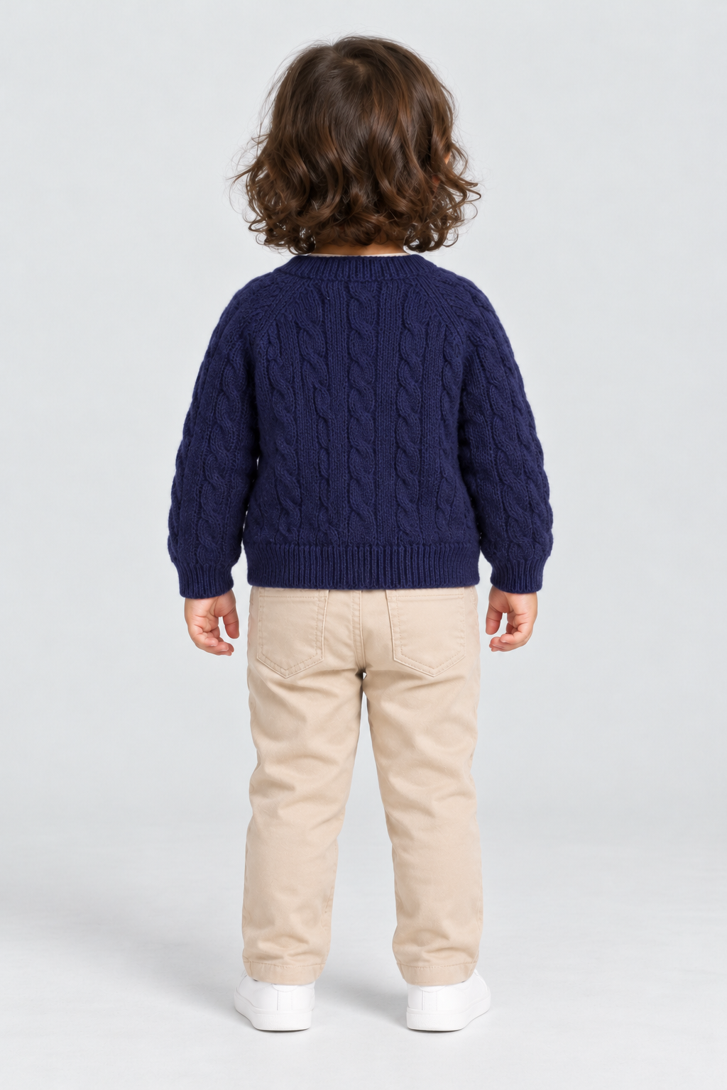 كارديجان بناتي رضع كم طويل بازرار, blue, back model view