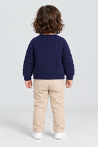 كارديجان بناتي رضع كم طويل بازرار, blue, back model view