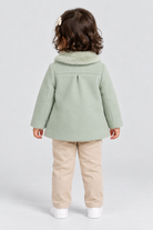 جاكت بناتي رضع بأزرار بياقة فرو, green, back model view