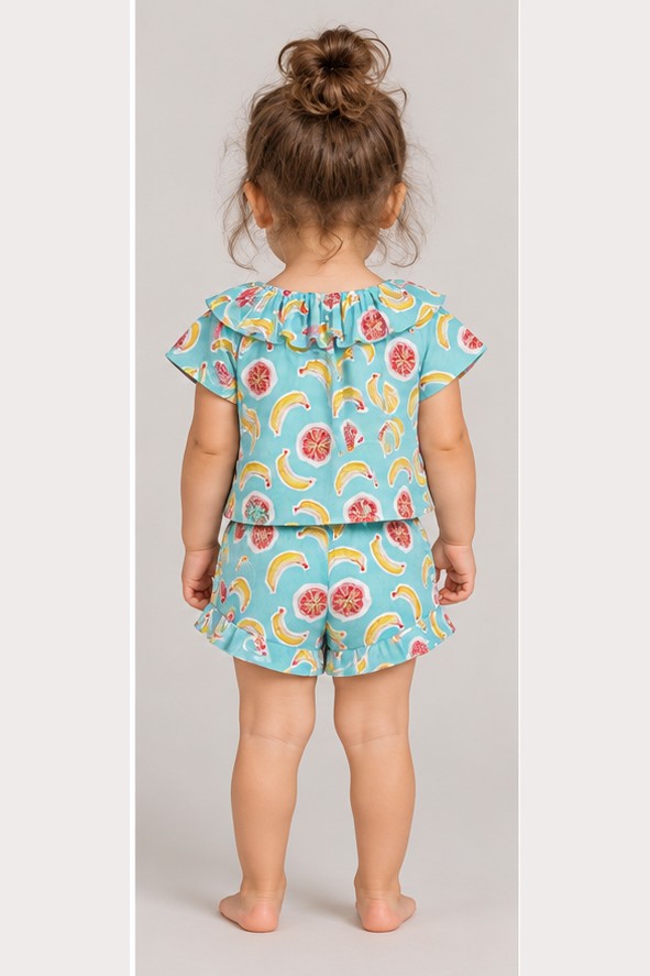 طقم شورت بناتي رضع مشجر — back view