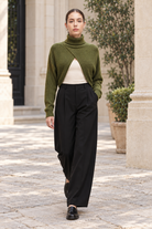 MA0178W254CDY green knit top on Uliana — lifestyle
