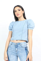 كيتشن بلوزة قصيرة مطاطة نص بطن بحمالات عريضة