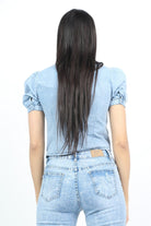 كيتشن بلوزة قصيرة مطاطة نص بطن بحمالات عريضة