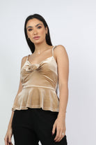 كيتشن بلوزة مخمل نسائي بحمالات رقيقة