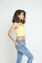 كيتشن بلوزة قطن قصيرة بحامل رقبة