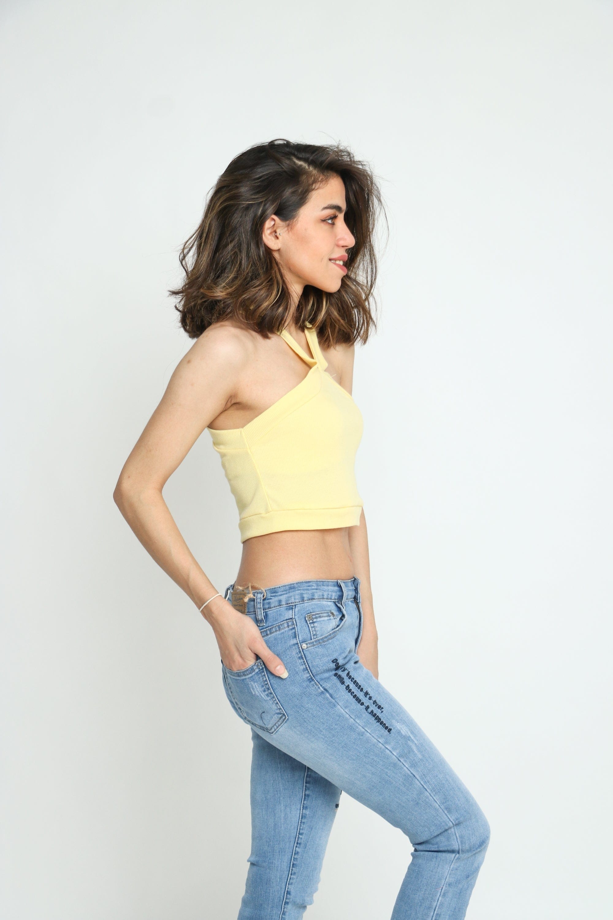 كيتشن بلوزة قطن قصيرة بحامل رقبة