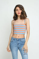 كيتشن بلوزة قصيرة بحمالات مخططة بالعرض