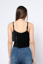 كيتشن بلوزة نص بطن سوداء حمالات نسائي أسود