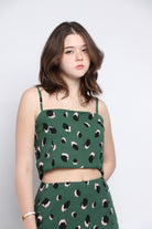 كيتشن بلوزة حمالات منقوشة خصر مرتفع