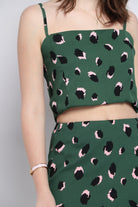 كيتشن بلوزة حمالات منقوشة خصر مرتفع