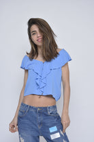 كيتشن بلوزة قطنية مكشكشة من الصدر نسائي