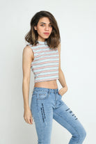 كيتشن بلوزة كت مخططة نص بطن نسائي