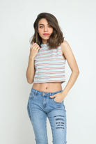 كيتشن بلوزة كت مخططة نص بطن نسائي