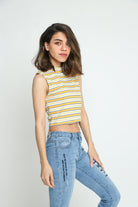 كيتشن بلوزة كت مخططة نص بطن نسائي