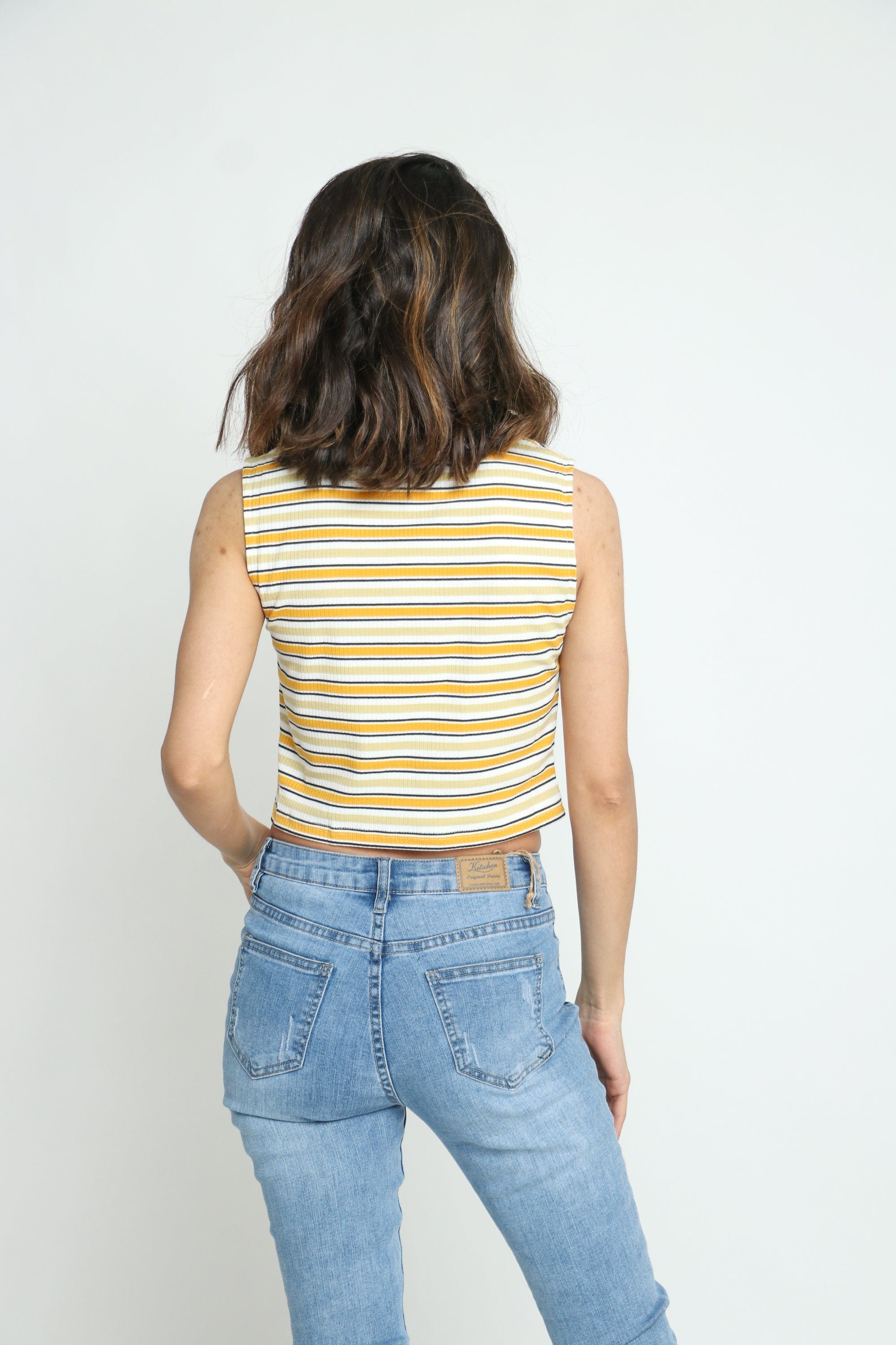 كيتشن بلوزة كت مخططة نص بطن نسائي