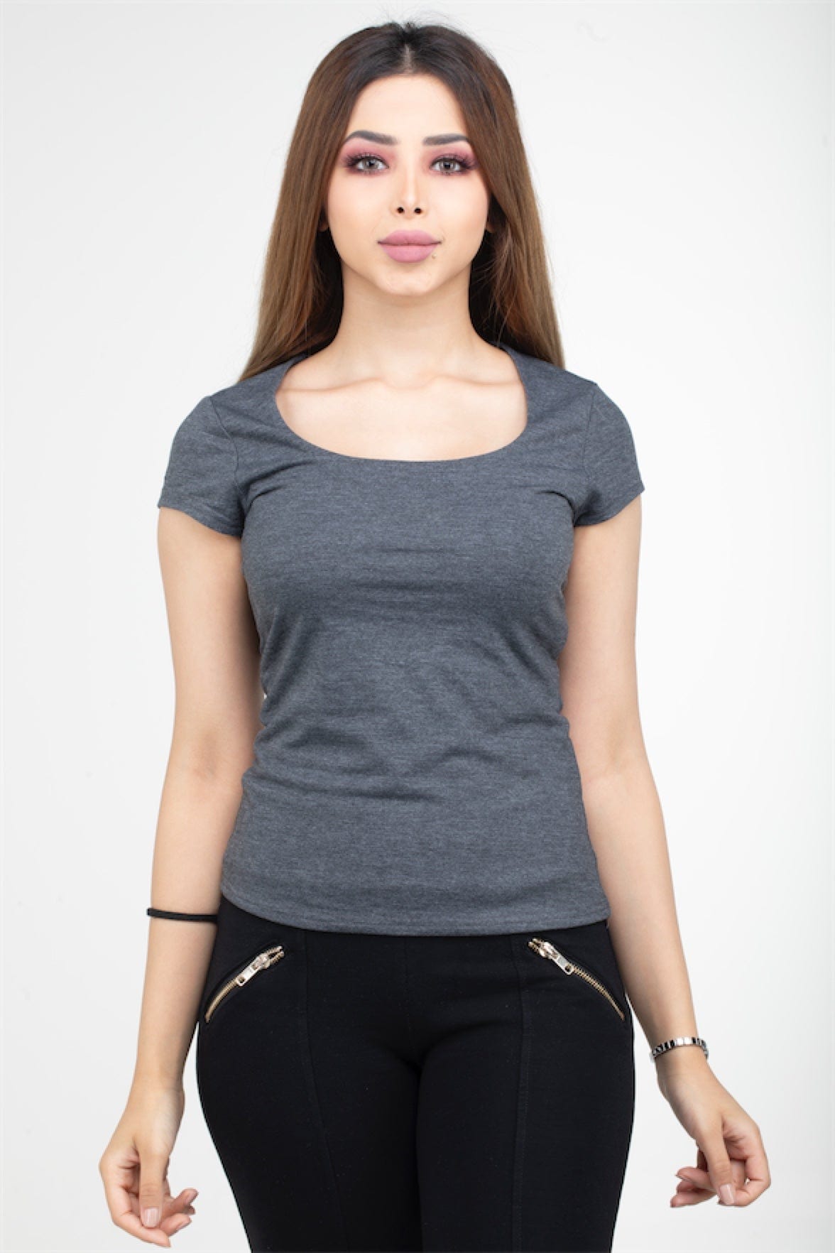 كيتشن بلوزة بدي قطن ياقة دائرية كم قصير نسائي