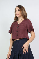 كيتشن بلوزة بأكمام قصيرة بنمط عش نملي