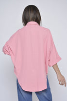 كيتشن قميص أوفر سايز بأزرار أمامية كم طويل نسائي