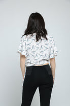 كيتشن بلوزة مشجرة لف كم قصير واسع نسائي