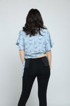 كيتشن بلوزة مشجرة لف كم قصير واسع نسائي