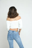 كيتشن بلوزة قصيرة أوف شولدر كم طويل منفوخ نسائي