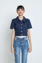 كيتشن بلوزة جينز بجيوب كم قصير بأزرار أمامية نسائي