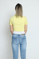 كيتشن بلوزة جينز بجيوب كم قصير بأزرار أمامية نسائي