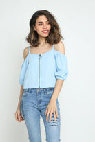 كيتشن بلوزة مكشوفة الأكتاف بحمالات بسحاب نسائي