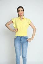 كيتشن بلوزة قصيرة بياقة كم قصير واسع نسائي