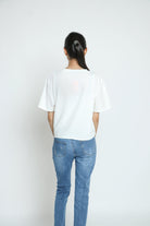 كيتشن بلوزة قطنية قصيرة برباط على الجنب نص كم نسائي