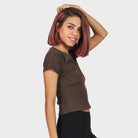 كيتشن بلوزة قصيرة نص بطن سادة سبعة كم قصير نسائي